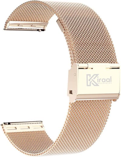 Kiraal - RVS Horlogebandje - 22mm - Goud - Geschikt Voor Fit 4 - Fit 5 - Fit 10- Luxe Metalen Smartwatch Bandje - Stijlvol Schuif Bandje