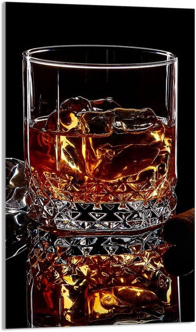 TMK ArtDeko - Snijplank - 30x52 cm - Whiskey Motief - Glas - Veilige Randen
