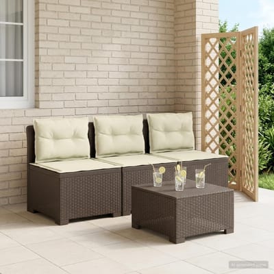 vidaXL - 3-Zits - Tu - bank - met - Kussens - Rattan - Look - 3-zits - PP - Lichtgrijs