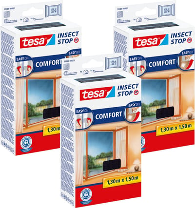 Tesa COMFORT - Raamhor - 1,3x1,5m - Zwart - Herbruikbaar