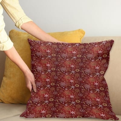 ABAKUHAUS Kussenhoes – Sneeuwvlokken Dubbelzijdig Bedrukt – 40x40 cm – Wit Geel Rood