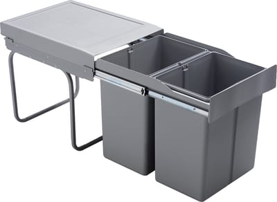 Prullenbak 42 liter (2 x 21 liter vuilbak) voor onder spoelbak achter deur - grijs