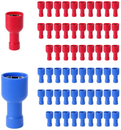 60 Stuks Snelle Ontgrendel Bushings Compleet Geïsoleerde Set voor Kabels, Lugs en Verbindingen 6.3 x 0.8 mm, Geschikt voor 0.5-2.5mm², 22-16 AWG, 16-14 AWG
