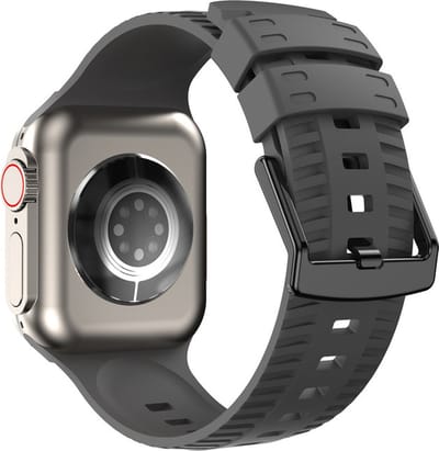 Siliconen bandje - geschikt voor Apple Watch series 1/2/3/4/5/6/7/8/9/10/11/ SE (1,2,3) / Ultra (1,2,3) met maat 44 mm / 45 mm / 46 mm / 49 mm - donkergrijs