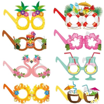 Hawaii Feest Decoratieve Brillen Strand Grappige Ananas Flamingo Papier Pograph Brillen Tropisch Luau Hawaïaanse Feestdecoraties pink