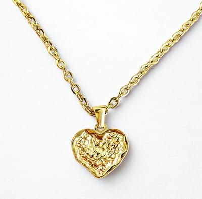 Ketting met Gestructureerd hart - Premium Stainless Steel - The Jewellery Salon - Kleurvast - Roestvrij stalen hartjes hanger
