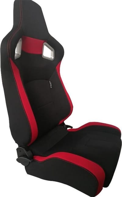AutoStyle Sportstoel 'RS6-II' - Zwart/Rood Stof - Dubbelzijdig verstelbare rugleuning - incl. sledes