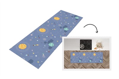 Keukenloper - Loper keuken - Patroon - Jongens - Kinderen - Ruimte - 150x50 cm - Keukenloper vinyl