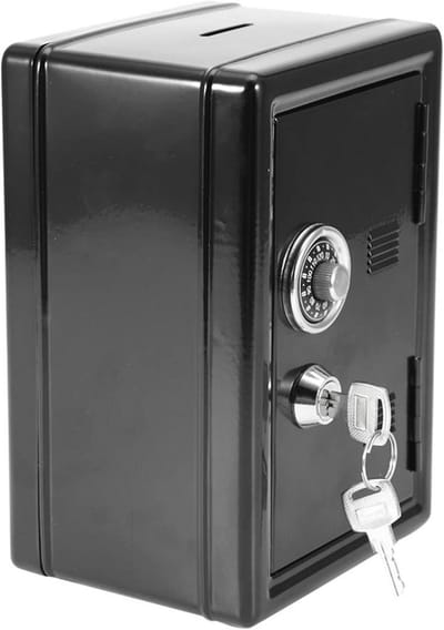 Metalen Kluis - Slotkluis Geldkist - Veilig Sparen - Wachtwoord Beveiliging - 18x12x10cm - Zwart