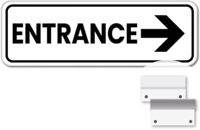 Bord Entrance pijl rechts - Weerbestendig Aluminium - 40x15 cm - Bevestiging: Met muur-/ wandmontage beugels