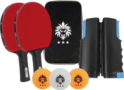 Orcq - Professionele tafeltennis set - 2 Tafeltennisbatjes - 3 Balletjes - Pingong net - Opberghoes met rits - Professionele 3 ster pingpong balletjes