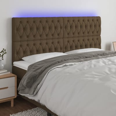 vidaXL - Hoofdbord - LED - 180x7x118/128 - cm - stof - donkerbruin