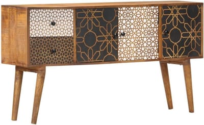 Dressoir met Opbergruimte 130x30x70 cm Massief Mango Hout met Patroon