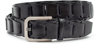 Zwarte fantasie vlecht riem heren - 3.5 cm breed - Leer - Gevlochten riem - Casual - Maat 90