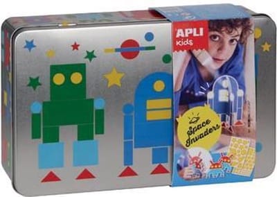 Apli Kids stickerspel robots metalen doos