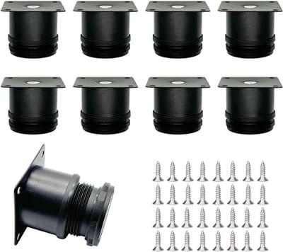 Verstelbare meubelpoten - Kastpoten set - Meubels verhogen - Roestvrij staal - 8 stuks 5 cm - Zwart