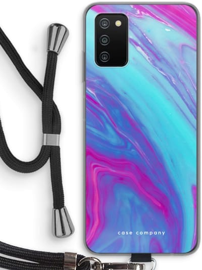 Hoesje met koord geschikt voor Samsung Galaxy A03S hoesje met Koord - Zweverige regenboog - Telefoonhoesje met Zwart Koord - Bescherming aan alle Kanten en Over de Schermrand