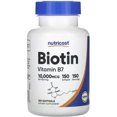Nutricost, biotine, vitamine B7, 10 000 mcg, 150 gélules