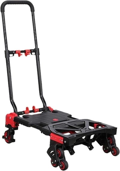 Opvouwbare Steekwagen - Draagbare Trolley - Traplopen en Verhuizen - Drie Wiel Systeem - 65*46*92CM - Rood