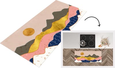 Keukenloper - Loper keuken - Goud - Pastel - Patronen - 120x50 cm - Keukenloper vinyl