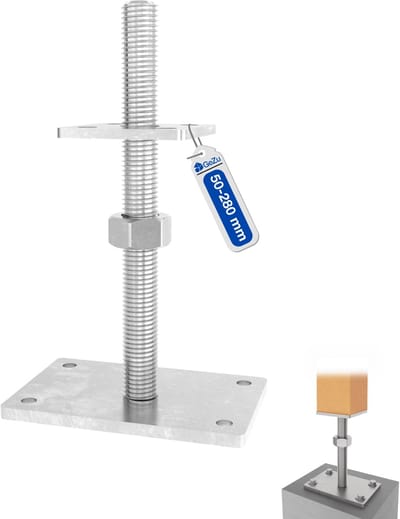 GeZu Impex Verstelbare Paalhouder Met Moer 100 x 100 mm Gegalvaniseerd