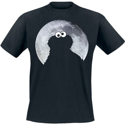 Sesame Street T-shirt - Cookie Monster - Moonlight - Heavyweight - S tot 5XL - voor Mannen - zwart