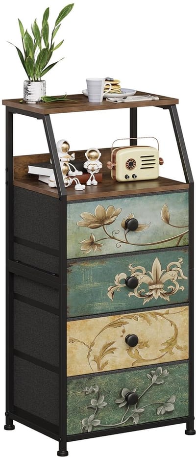 TRANKIELO® - Commodekast met 4 schuifladen - Vintage ontwerp - Ideaal voor slaapkamer en woonkamer