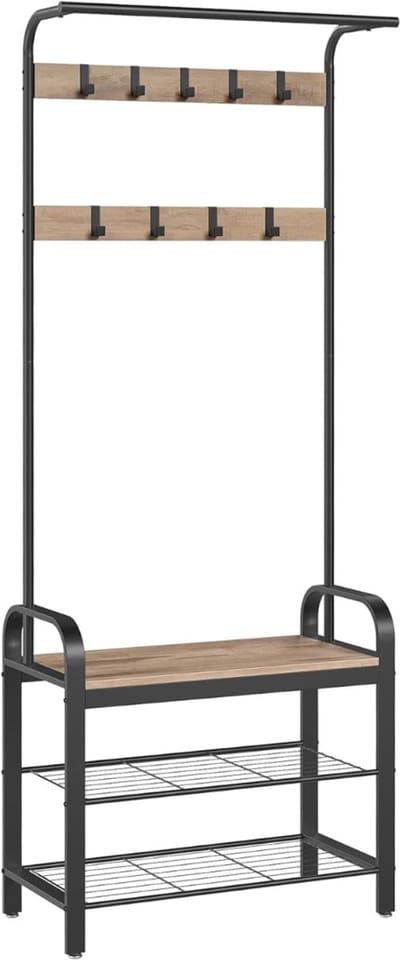 DailySupplies® Garderoberek met Kapstok - Kledingrek - Kledingstang - Bruin met Zwart