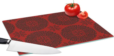 Glazen Snijplank - 39x28 - Chinees - Patronen - Rood - Snijplanken Glas