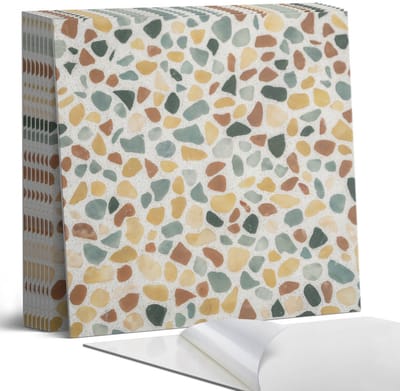 Coloray Plaktegels - Lijm mozaïekpatroon Portugese Tegels - 30 cm x 30 cm - Geel Plaktegels - 9 stuks - Vierkant PVC Tegels - Plaktegels Keuken - Zelfklevende Vloertegels - Vinyl Tegels Zelfklevend - Zelfklevende Tegels