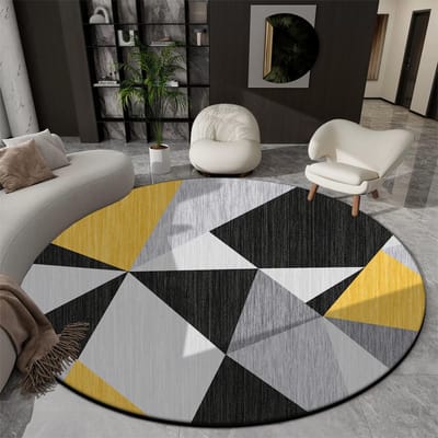 Geometrische Ronde Vloerkleden voor Woonkamer Luxe Decoratie Huis Groot Formaat Pluche Tapijten Slaapkamer Studeerkamer Antislip Stoelmat Vloer Zacht 3.2ft(100x100cm)