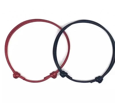 2 stuks-Armband-Zwart-Rood-1 mm - Charme Bijoux