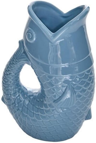 Atmosphera Bloemenvaas Vis - blauw - keramiek - 25 cm - vaas - nautisch / strand / zee thema