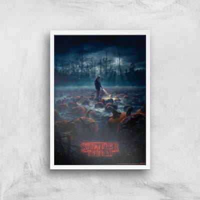 Stranger Things Pumpkin Patch Giclee Art Print - A3 - White Frame