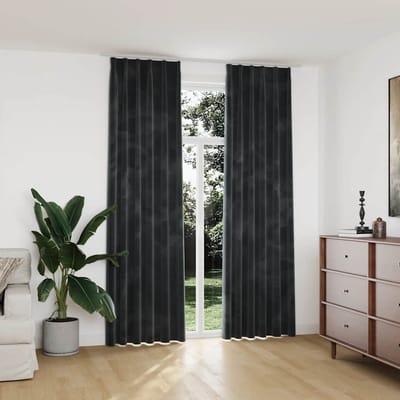 vidaXL - Gordijnen - verduisterend - 2 - st - met - haken - 140x245 - cm - fluweel - antraciet