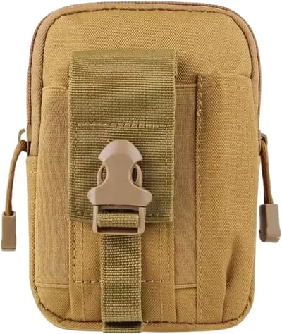 Unisex Telefoonholster – Tactische Molle Holster, Universele Telefoonhouder, Heupriem Tas, Portemonnee Zak met Rits voor Mobiele Telefoon - Khaki