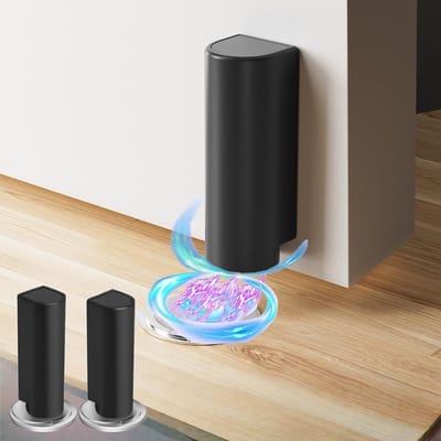 2-delige set deurstopper met magnetisch scharnier, roestvrijstalen, robuuste beugel voor vloermontage, boren niet nodig, dubbelzijdig sterk plakband, krachtige magneten houden de deur open, ultradun ontwerp, zwart