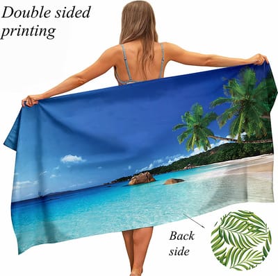 Ulticool Microvezel Handdoek - Strand Natuur Zee Palmboom - Sneldrogend Badlaken – 160 x 80 cm - voor Reizen Fitness Gym Sport Spa Sauna Yoga - Reishanddoek - Microfiber Decoratie Doek - voor Man of Vrouw - Lichtgewicht Kleed Reis Strandlaken