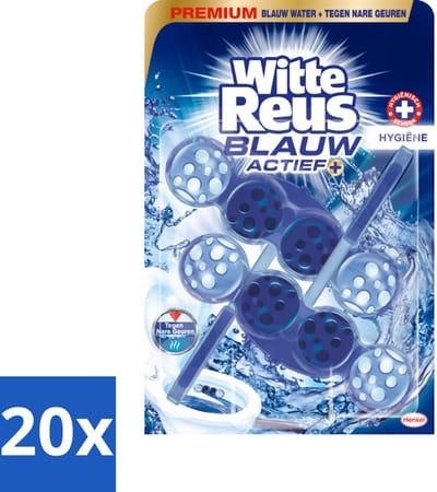 20 x Witte Reus Toiletblok Blauw Actief Hygiëne 2 stuks per verpakking - Toiletblok - Hygiëne - Blauw Water - Reiniging - Kalkaanslag
