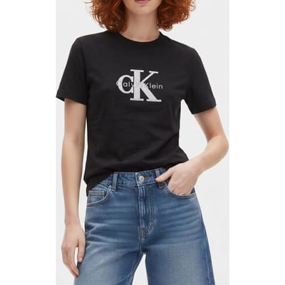 Calvin Klein Ss Classic Monologo Tee Black Taglia: XS | Maglie Sportivi Outlet | Donna | Nero