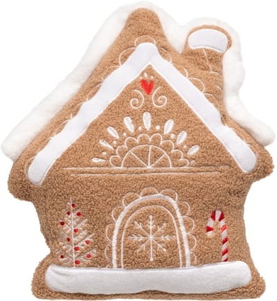 Fééric Lights and Christmas Sierkussen Peperkoeken Huisje - 35x40cm - Bruin