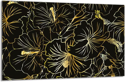 TMK ArtDeko Serie - Glazen Beschermplaat voor Fornuis - 80x52 cm - Kleurvolle Bloemen