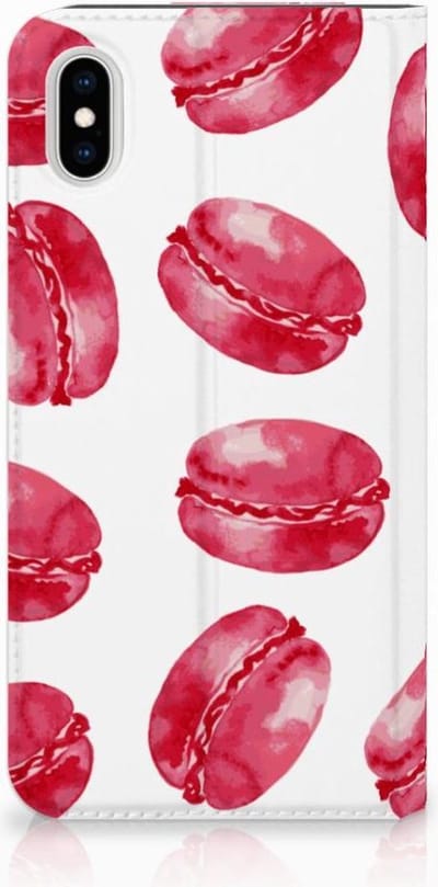 Apple iPhone Xs Max Flip Style Cover Pink Macarons