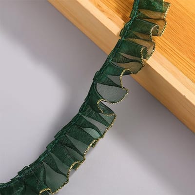 Dailygoods- Kanten Lint 2 cm - Geplooid Kant - Decoratie Lint - DIY Handwerk - Bruiloft Decoratie - 10 m Polyester - Decoratielint