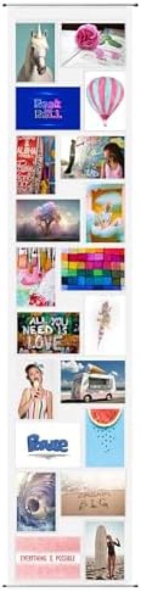 Fotogordijn voor 20 Foto's 10x15 cm Staand en Liggend Formaat - Transparant PVC met Metalen Hangstang - Fotocollage voor Muur en Deur - 138x27 cm