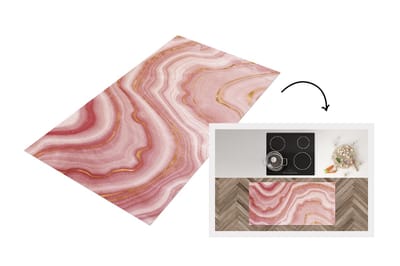 Keukenloper - Loper keuken - Marmer - Rood - Roze - 120x60 cm - Keukenloper vinyl