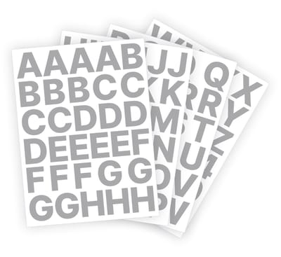 Letter stickers / Plakletters - Stickervellen Set - Metallic Zilver - 4cm hoog - Geschikt voor binnen en buiten - Standaard lettertype - Glans