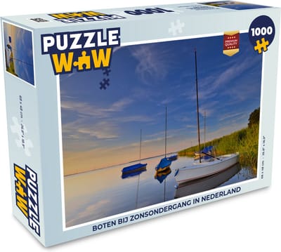 Puzzel Boten bij zonsondergang in Nederland - Legpuzzel - Puzzel 1000 stukjes volwassenen