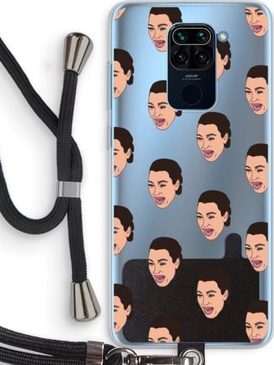 Case Company® - Hoesje met koord geschikt voor Xiaomi Redmi Note 9 hoesje met Koord - Ugly Cry Call - Telefoonhoesje met Zwart Koord - Bescherming aan alle Kanten en Over de Schermrand