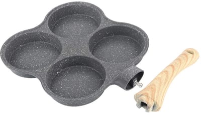 Dailygoody - 4 Gaten Omelet Pan - Anti-aanbaklaag - Warmte-isolerende Handgreep - Inductie en Gasfornuis - Ontbijt Pan - Geschikt voor Pannenkoeken -